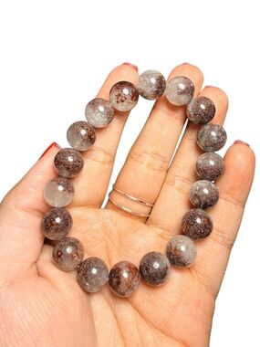 Garden Quartz Bracelet 11mm Lodolite Crystal Stretch Bracelet